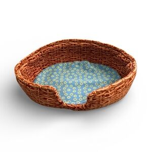 IKEA toy dog bed stuffed animal Woven Pet Basket with Blue Cushion